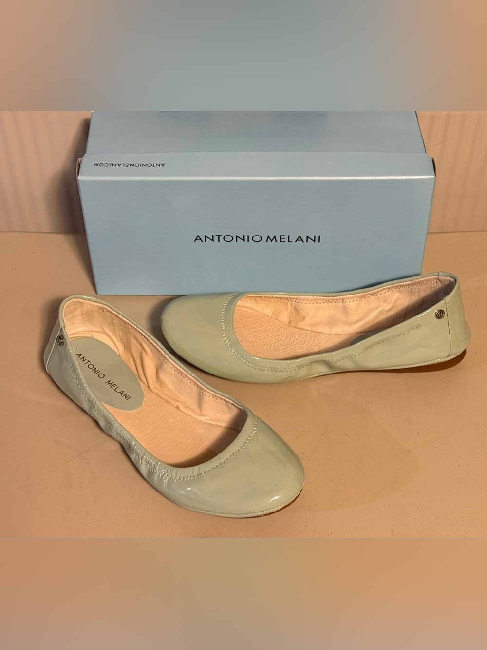 ANTONIO MELANI Prima Vintage Blue Patent Ballet Flats NWOT Size 8 Adorable!